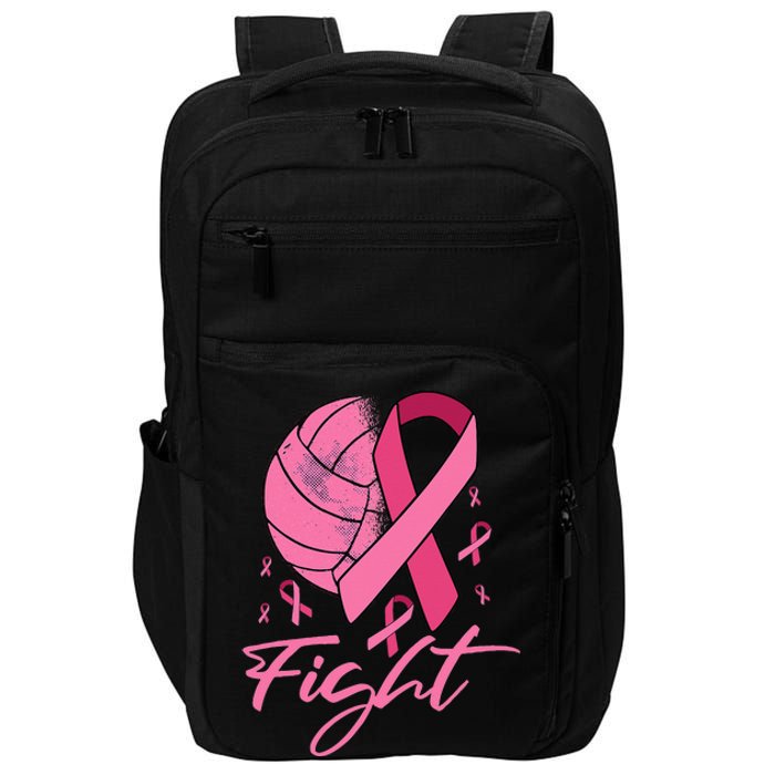 Fight Breast Cancer Volleyball Pink Ribbon Awareness Impact Tech Backpack