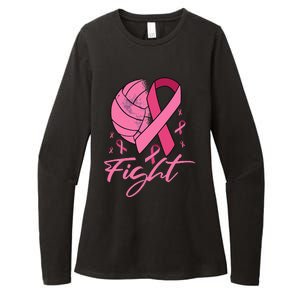 Fight Breast Cancer Volleyball Pink Ribbon Awareness Womens CVC Long Sleeve Shirt