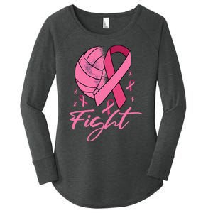 Fight Breast Cancer Volleyball Pink Ribbon Awareness Women's Perfect Tri Tunic Long Sleeve Shirt