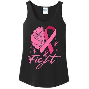 Fight Breast Cancer Volleyball Pink Ribbon Awareness Ladies Essential Tank