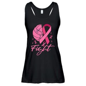 Fight Breast Cancer Volleyball Pink Ribbon Awareness Ladies Essential Flowy Tank