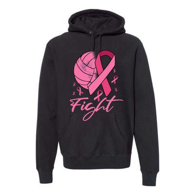 Fight Breast Cancer Volleyball Pink Ribbon Awareness Premium Hoodie