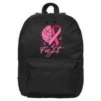 Fight Breast Cancer Volleyball Pink Ribbon Awareness 16 in Basic Backpack