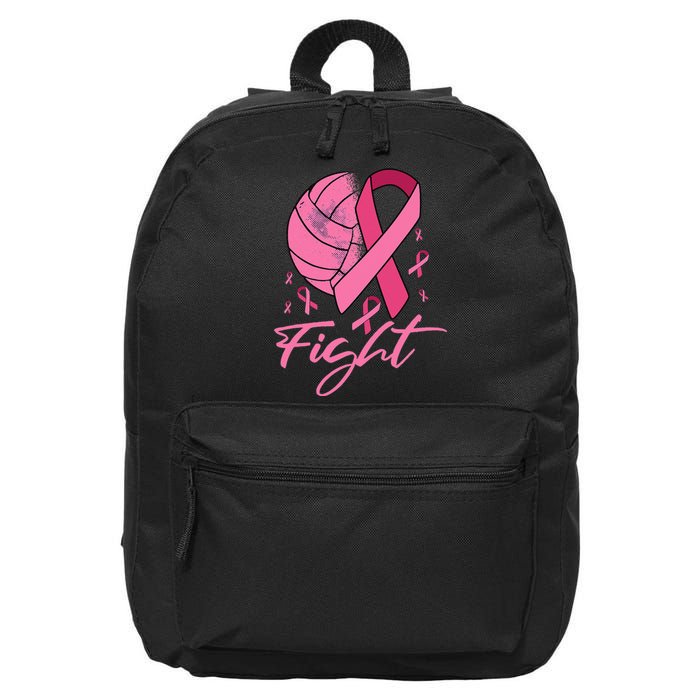 Fight Breast Cancer Volleyball Pink Ribbon Awareness 16 in Basic Backpack