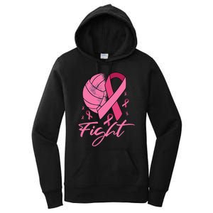 Fight Breast Cancer Volleyball Pink Ribbon Awareness Women's Pullover Hoodie