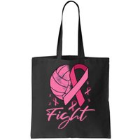 Fight Breast Cancer Volleyball Pink Ribbon Awareness Tote Bag