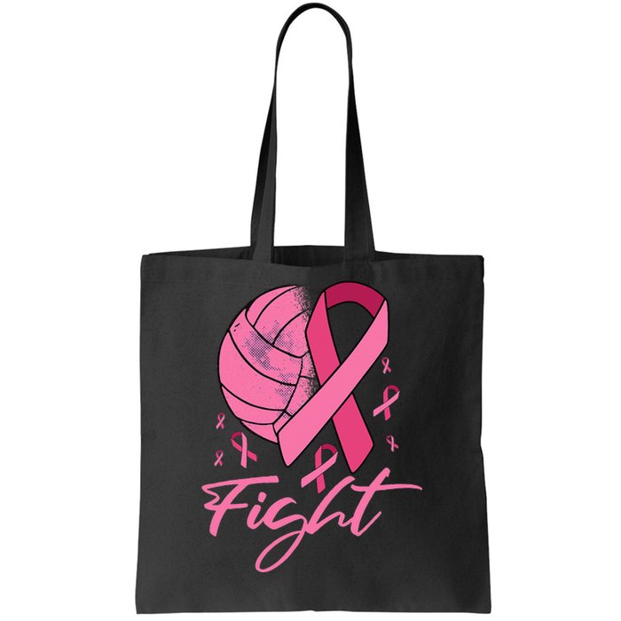 Fight Breast Cancer Volleyball Pink Ribbon Awareness Tote Bag