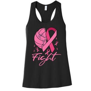 Fight Breast Cancer Volleyball Pink Ribbon Awareness Women's Racerback Tank