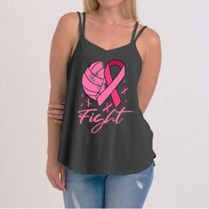 Fight Breast Cancer Volleyball Pink Ribbon Awareness Women's Strappy Tank