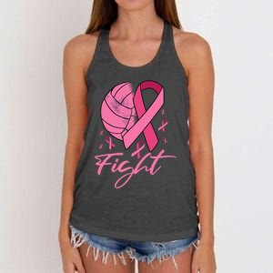 Fight Breast Cancer Volleyball Pink Ribbon Awareness Women's Knotted Racerback Tank