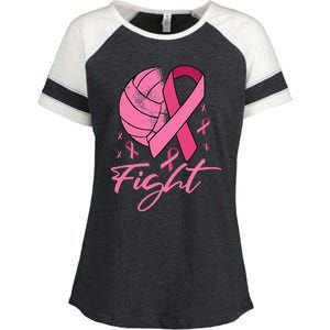 Fight Breast Cancer Volleyball Pink Ribbon Awareness Enza Ladies Jersey Colorblock Tee