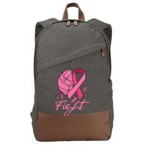 Fight Breast Cancer Volleyball Pink Ribbon Awareness Cotton Canvas Backpack