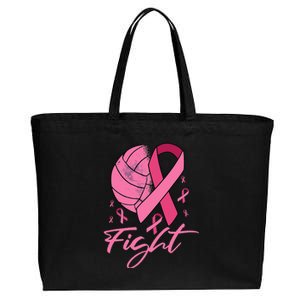 Fight Breast Cancer Volleyball Pink Ribbon Awareness Cotton Canvas Jumbo Tote