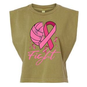 Fight Breast Cancer Volleyball Pink Ribbon Awareness Garment-Dyed Women's Muscle Tee