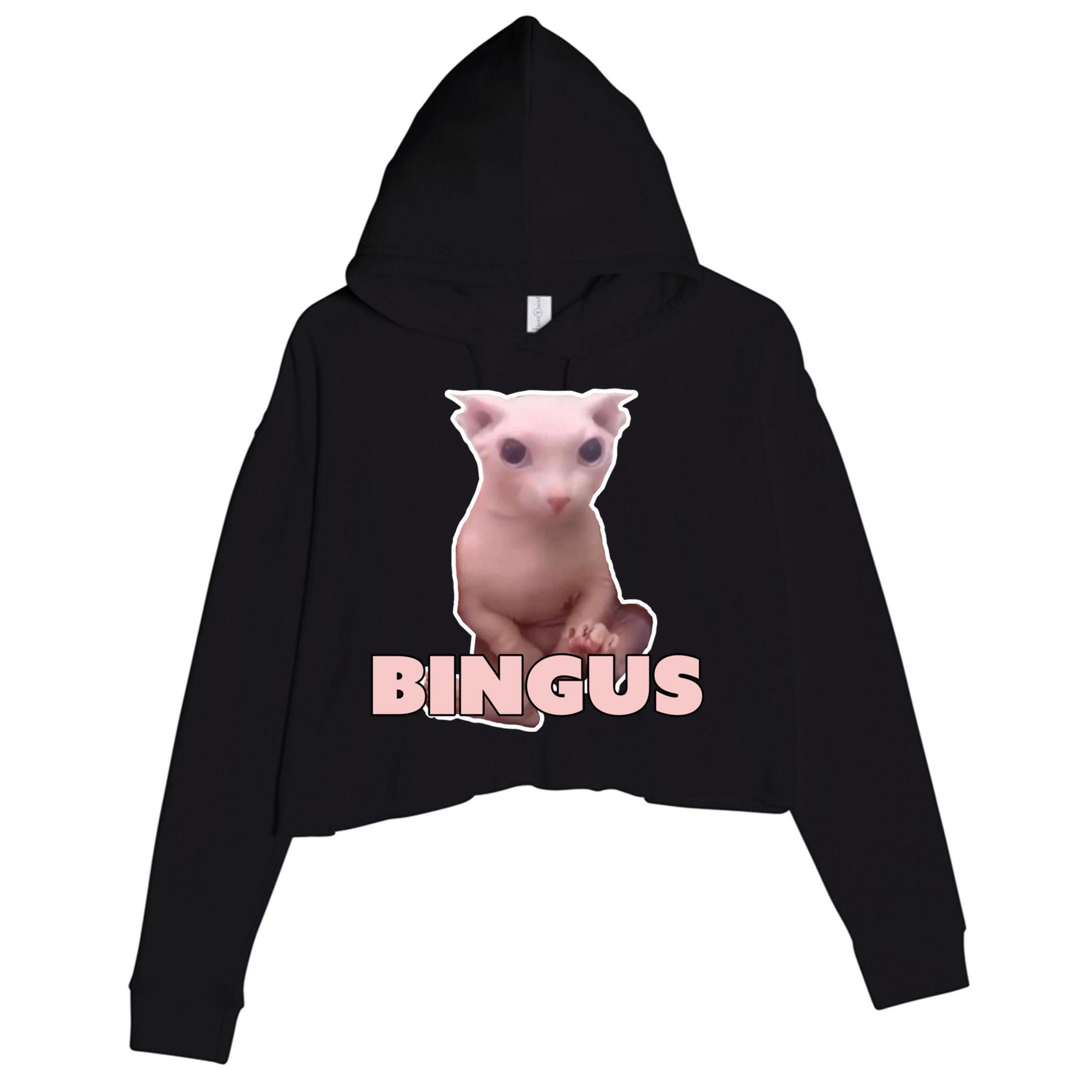 Funny Bingus Cat Meme Crop Fleece Hoodie
