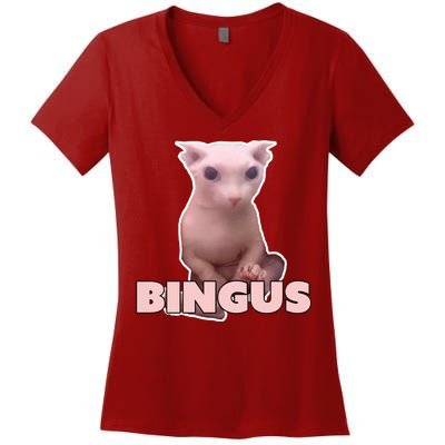 Funny Bingus Cat Meme Women's V-Neck T-Shirt