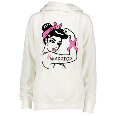 Fighting Breast Cancer Warrior Rosie Riveter Women Gift Womens Funnel Neck Pullover Hood