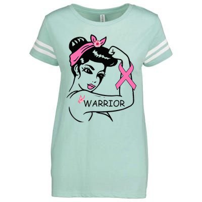 Fighting Breast Cancer Warrior Rosie Riveter Women Gift Enza Ladies Jersey Football T-Shirt