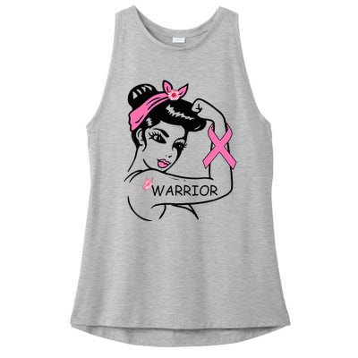 Fighting Breast Cancer Warrior Rosie Riveter Women Gift Ladies PosiCharge Tri-Blend Wicking Tank