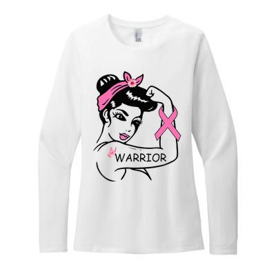 Fighting Breast Cancer Warrior Rosie Riveter Women Gift Womens CVC Long Sleeve Shirt