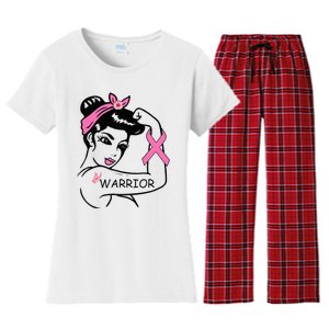 Fighting Breast Cancer Warrior Rosie Riveter Women Gift Women's Flannel Pajama Set