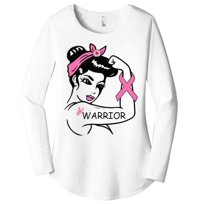 Fighting Breast Cancer Warrior Rosie Riveter Women Gift Women's Perfect Tri Tunic Long Sleeve Shirt