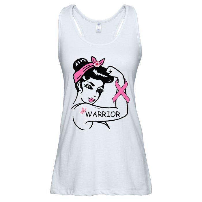 Fighting Breast Cancer Warrior Rosie Riveter Women Gift Ladies Essential Flowy Tank