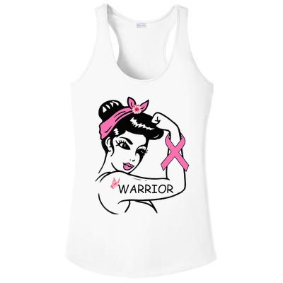 Fighting Breast Cancer Warrior Rosie Riveter Women Gift Ladies PosiCharge Competitor Racerback Tank