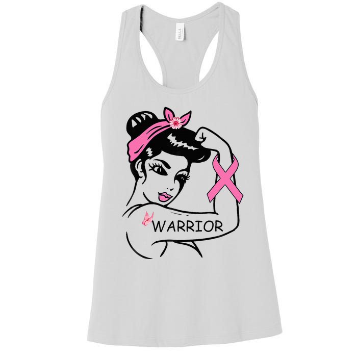 Fighting Breast Cancer Warrior Rosie Riveter Women Gift Women's Racerback Tank