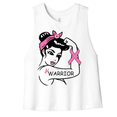 Fighting Breast Cancer Warrior Rosie Riveter Women Gift Women's Racerback Cropped Tank