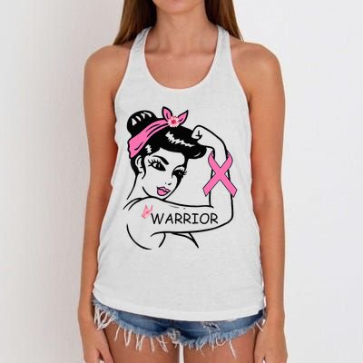 Fighting Breast Cancer Warrior Rosie Riveter Women Gift Women's Knotted Racerback Tank