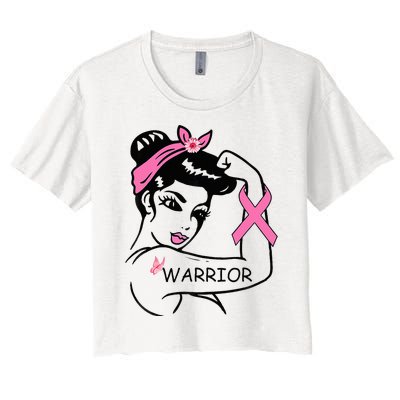 Fighting Breast Cancer Warrior Rosie Riveter Women Gift Women's Crop Top Tee