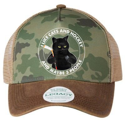 Funny Black Cat I Like Cats And Hockey And Maybe 3 People Gift Legacy Tie Dye Trucker Hat