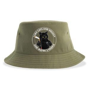 Funny Black Cat I Like Cats And Hockey And Maybe 3 People Gift Sustainable Bucket Hat