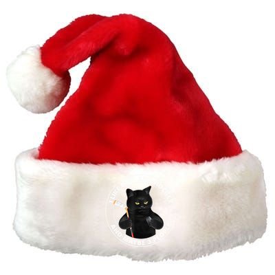 Funny Black Cat I Like Cats And Hockey And Maybe 3 People Gift Premium Christmas Santa Hat