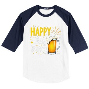 Funny Beer Drinking New Years Eve 2025 Party Happy New Year Baseball Sleeve Shirt