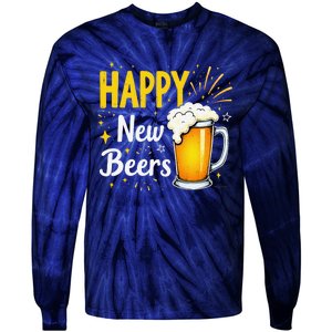 Funny Beer Drinking New Years Eve 2025 Party Happy New Year Tie-Dye Long Sleeve Shirt