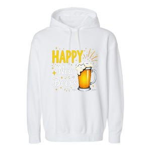 Funny Beer Drinking New Years Eve 2025 Party Happy New Year Garment-Dyed Fleece Hoodie