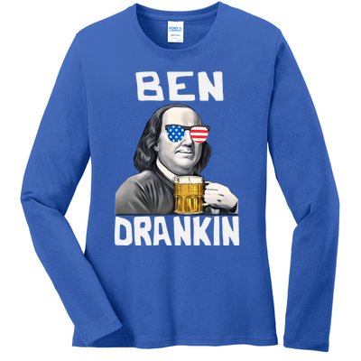 Funny Ben Drankin 4th Of July Patriotic Gift Ladies Long Sleeve Shirt