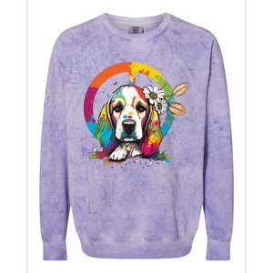 Funny Beagle Dog Hippie Colorblast Crewneck Sweatshirt