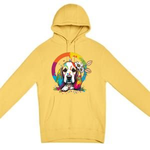 Funny Beagle Dog Hippie Premium Pullover Hoodie