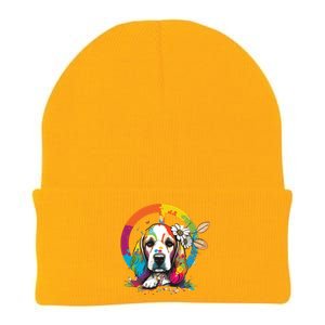 Funny Beagle Dog Hippie Knit Cap Winter Beanie