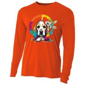 Funny Beagle Dog Hippie Cooling Performance Long Sleeve Crew