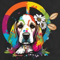 Funny Beagle Dog Hippie 7 Panel Mesh Trucker Snapback Hat