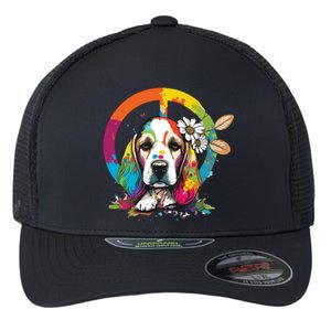 Funny Beagle Dog Hippie Flexfit Unipanel Trucker Cap