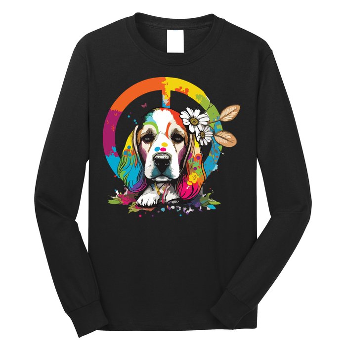 Funny Beagle Dog Hippie Long Sleeve Shirt