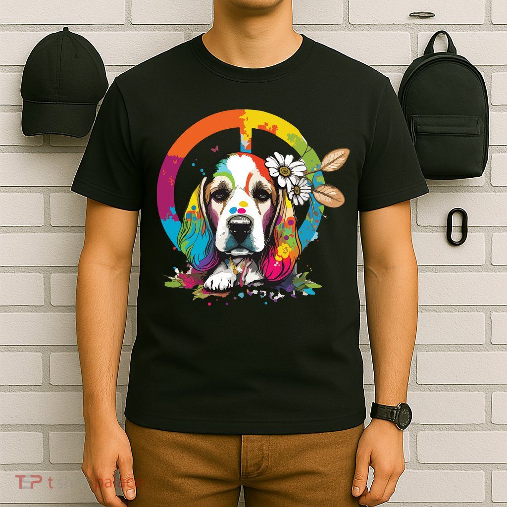 Funny Beagle Dog Hippie T-Shirt