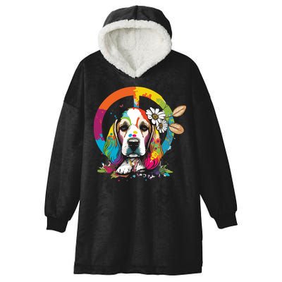 Funny Beagle Dog Hippie Hooded Wearable Blanket