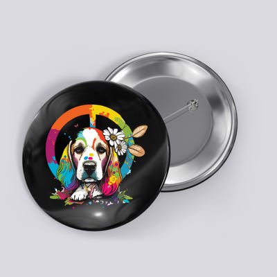 Funny Beagle Dog Hippie Button