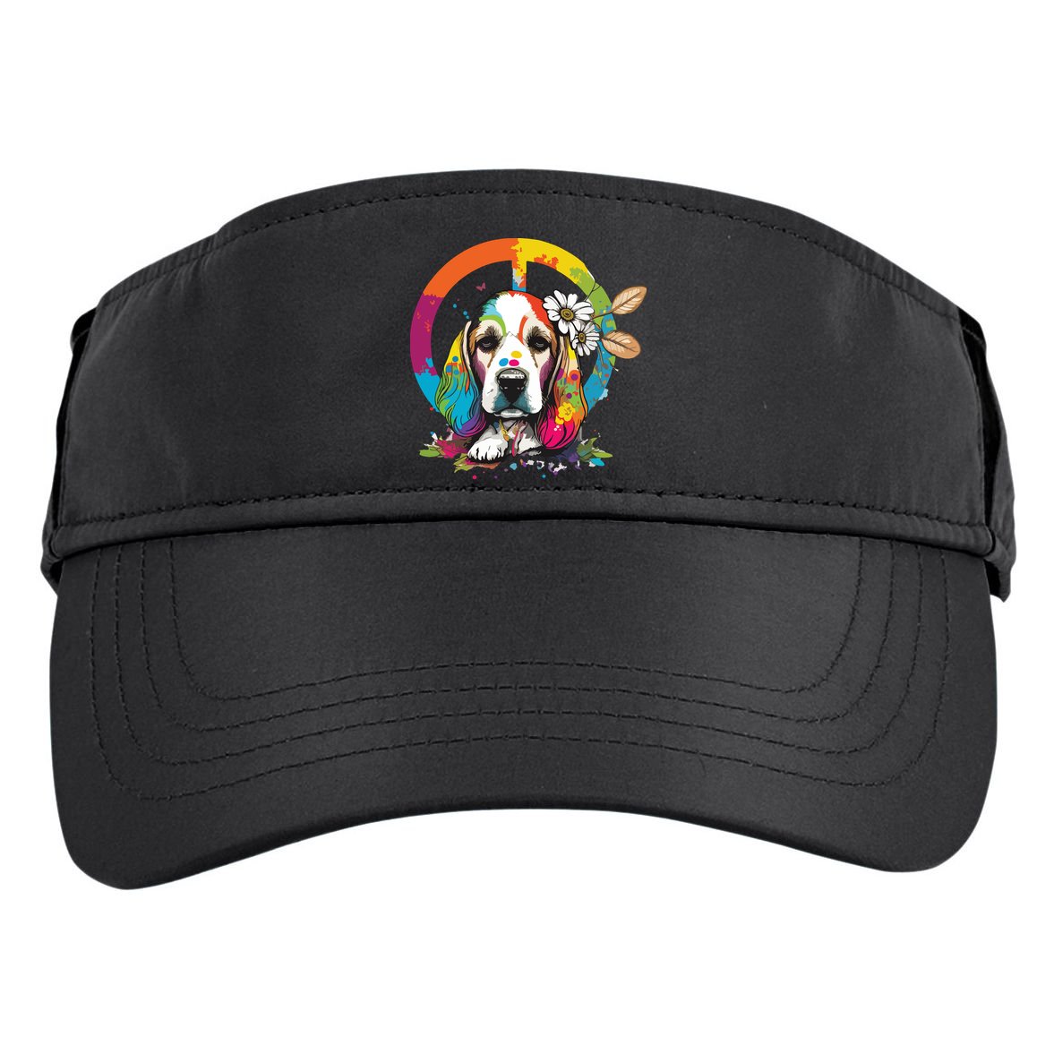 Funny Beagle Dog Hippie Adult Drive Performance Visor